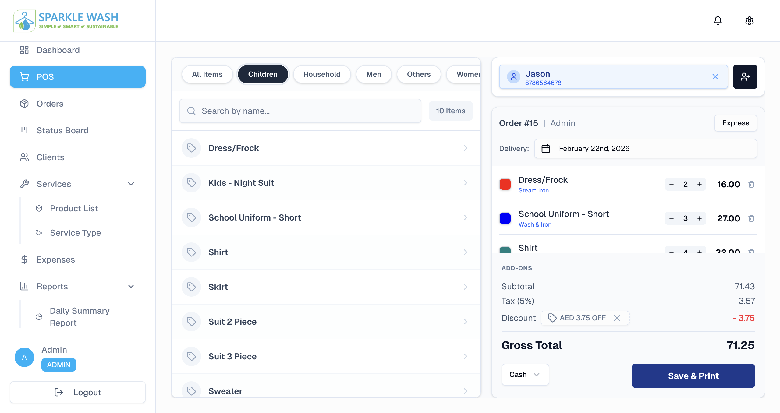SparkleWash - Enterprise POS preview